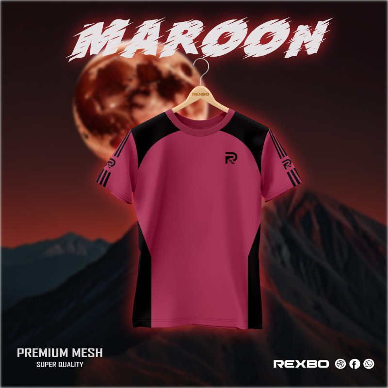 Stylish Mash Fabric Red Half Sleeve T-shirt